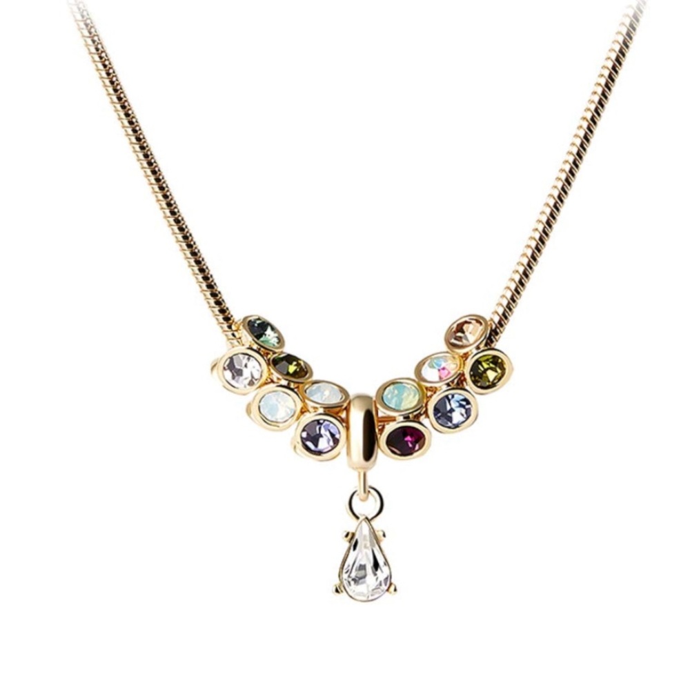 #91 | Martine Wester Colorful Crystal Drop Pendant Snake Chain Necklace